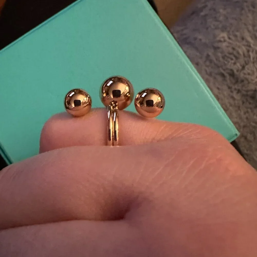 orb goldtone statement ring sz 7 - Picture 7 of 13